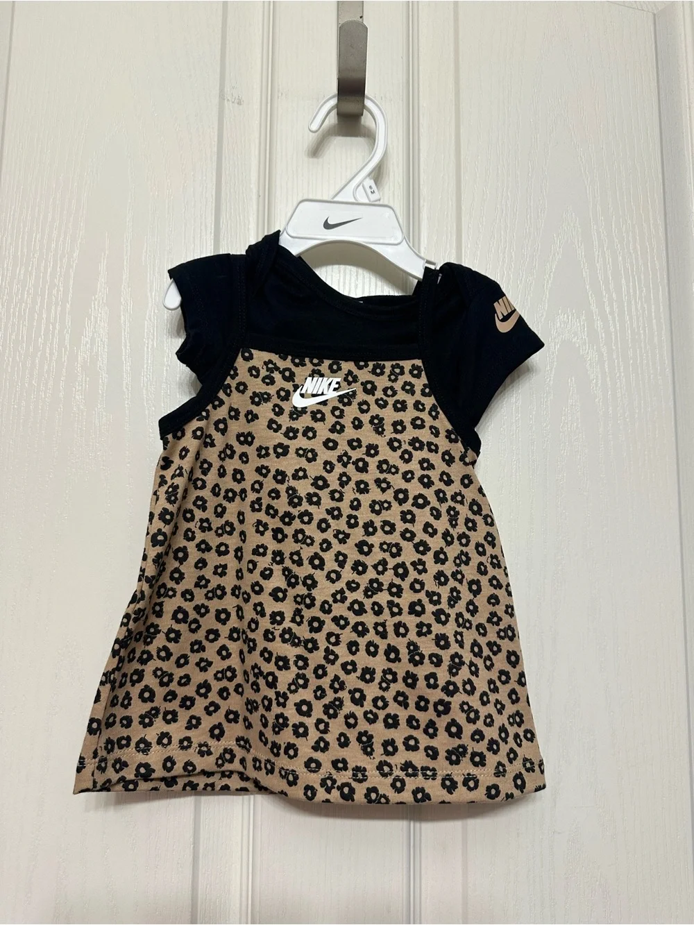 Baby Girls Nike Black and Tan Leopard Print Girls Dress- Size 6 Months - Picture 2 of 3